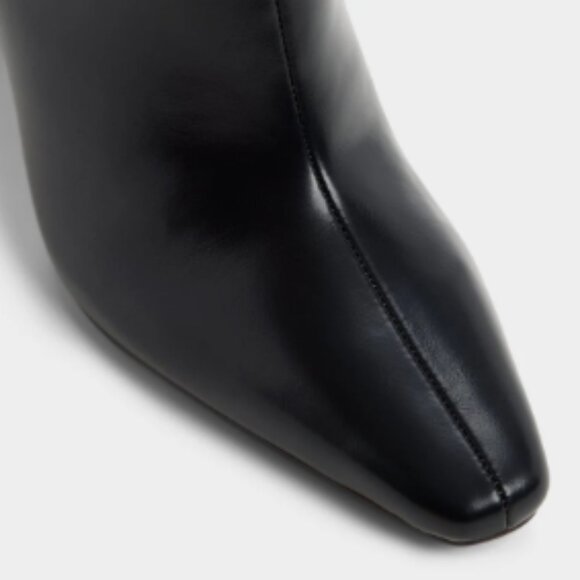 Aldo Elyne Black Knee High Boots Slim Block Heel Snip Toe - Picture 5 of 16